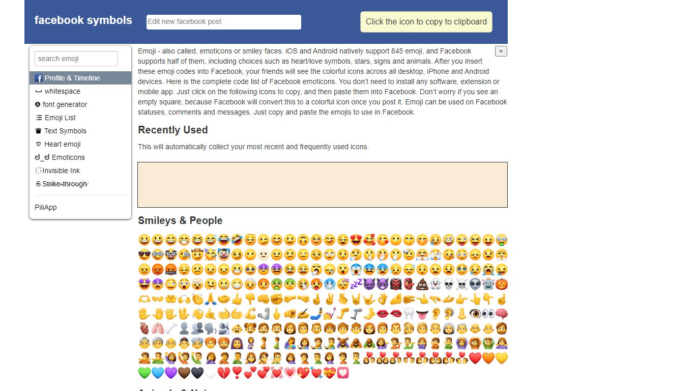 Facebook Symbols: smiley symbol, emoji symbol, emoticon ...